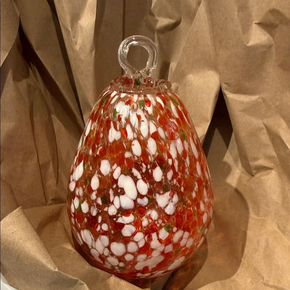 Dale Tiffany Orange Green and White Glass Art Sculpture